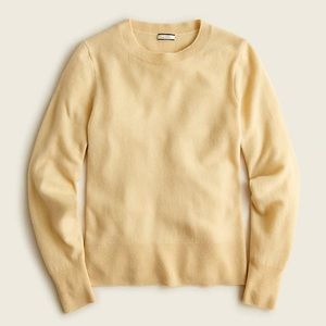 J. Crew 100% cashmere classic crew neck sweater in pale straw color